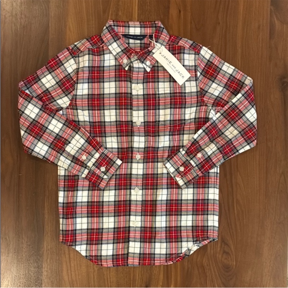 Janie and Jack Tartan Plaid Button-Up Shirt - Picture 3 of 5